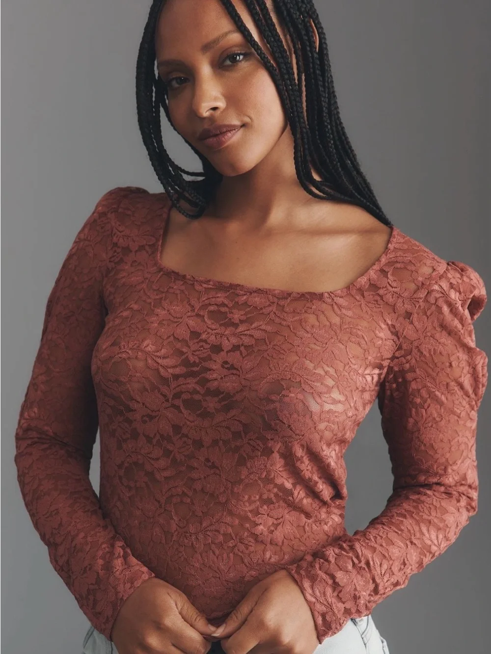 Anthropologie Puff Sleeve Lace Top in Pink. Size XL*. Brand new!